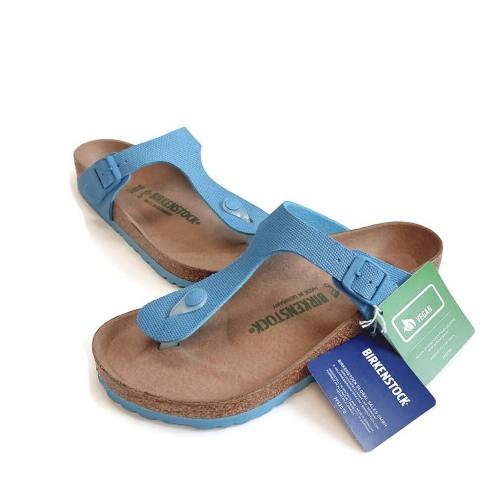 Birkenstock Womens Size 8 Gizeh Canvas Vegan Sandals EU 39 Sky Blue Regular Fit - Picture 5 of 11